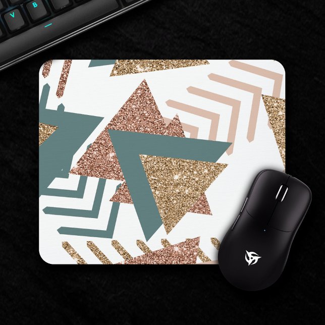 80er Retro Abstrakt | 70er Green und Gold Palette Mousepad (Von Creator hochgeladen)