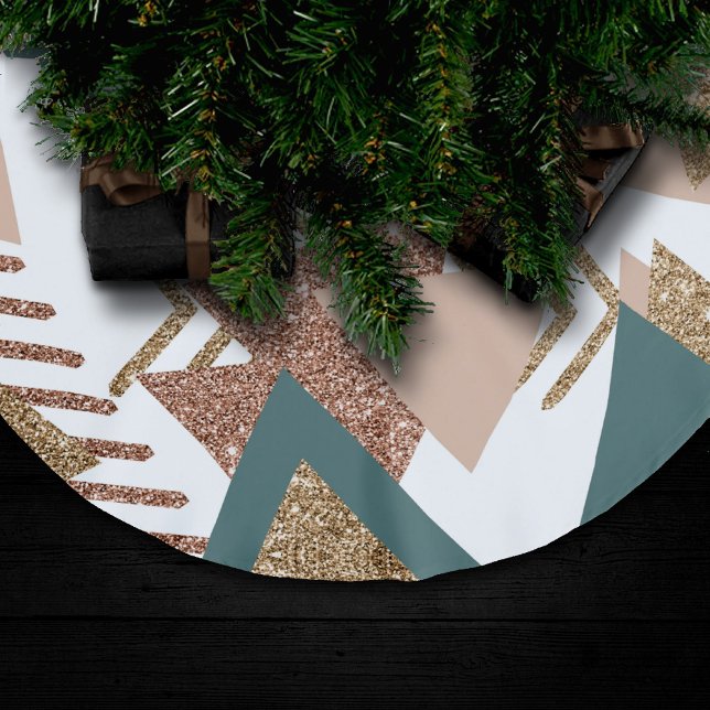 80er Retro Abstrakt | 70er Green und Gold Palette Polyester Weihnachtsbaumdecke (Von Creator hochgeladen)