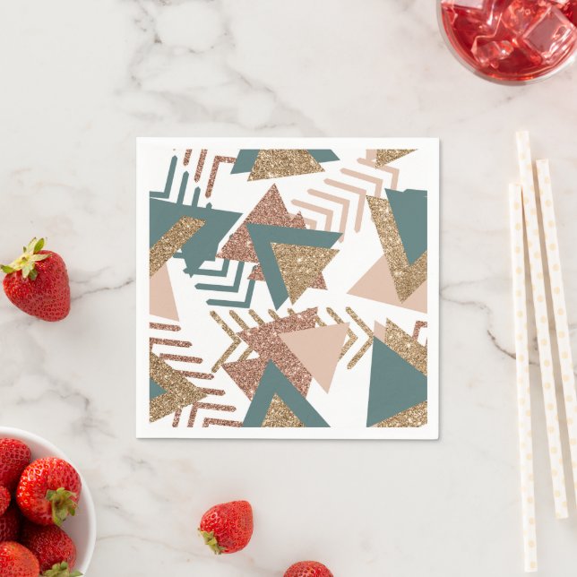 80er Retro Abstrakt | 70er Green und Gold Palette Serviette (Beispiel)