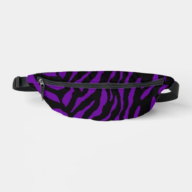80er RETRO BLACK LILA TIGER STRIPES FANNY PACK Bauchtasche (Vorderseite)