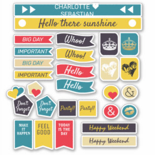 80er Retro Color Crown Liebe Herzplaner Aufkleber