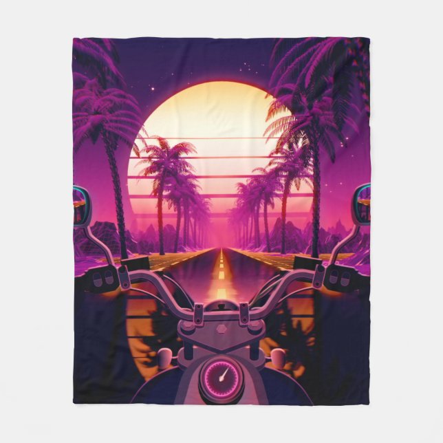 80er retro futuristischen Science-Fiction Hintergr Fleecedecke (Vorderseite)