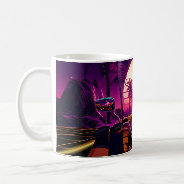 80er retro futuristischen Science-Fiction Hintergr Kaffeetasse (Links)
