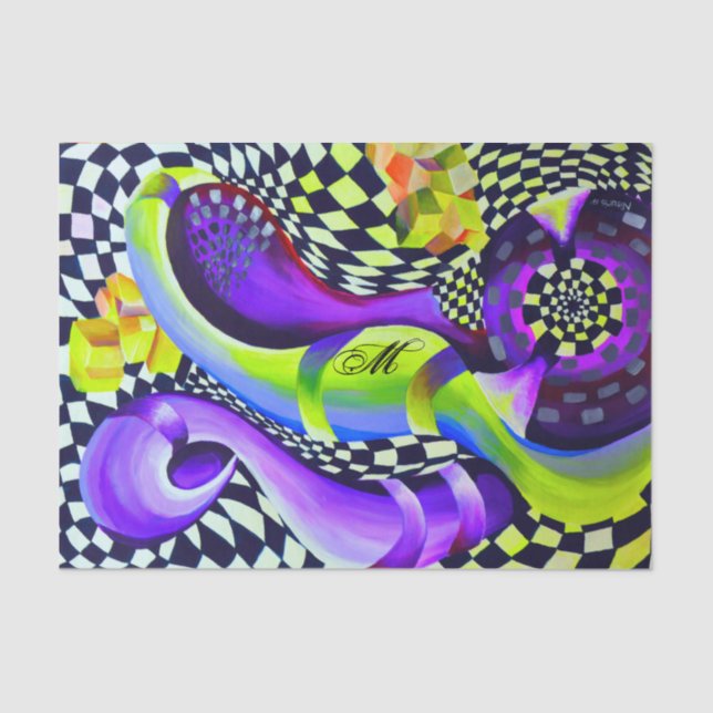 80er-Retro-geometrisches Muster Seidenpapier (Vorderseite)