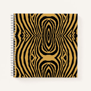 80er RETRO GOLD & BLACK TIERDRUCKPATTER Notizbuch