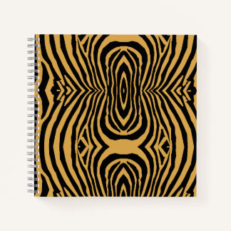 80er RETRO GOLD & BLACK TIERDRUCKPATTER Notizbuch