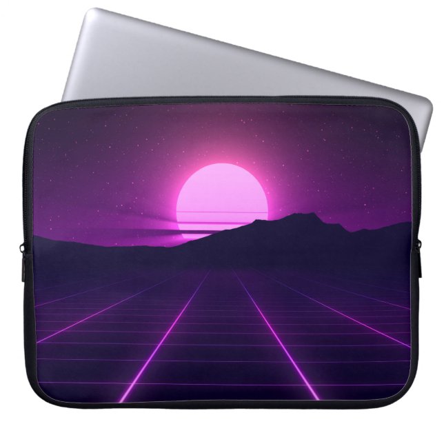 80er Retro Hintergrundbild mit 3D-Elementen Laptopschutzhülle (Vorderseite)