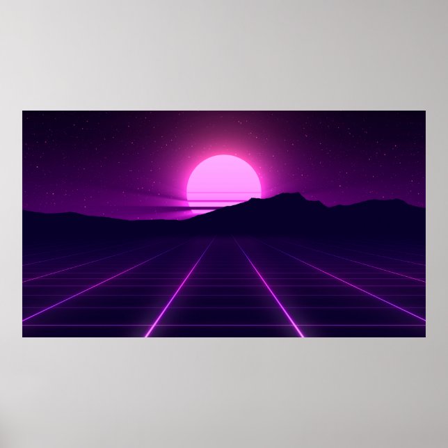 80er Retro Hintergrundbild mit 3D-Elementen Poster (Vorne)