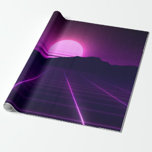 80er Retro-Hintergrundillustration mit 3D-Elemente Geschenkpapier