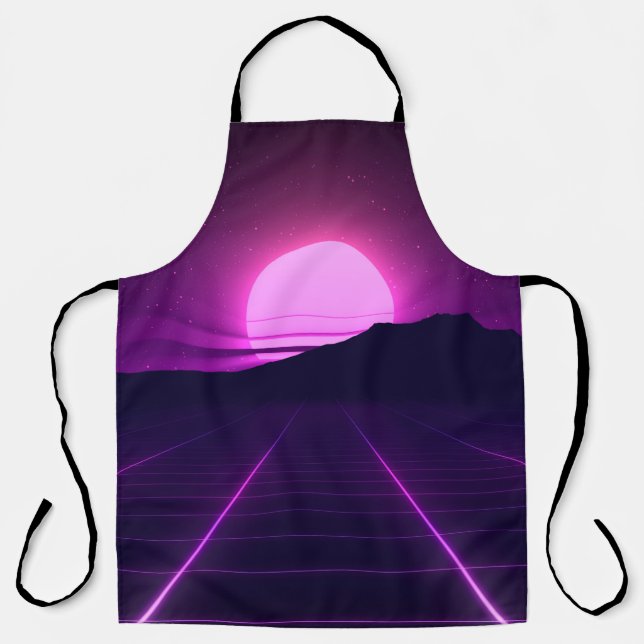 80er Retro Hintergrundillustration mit 3D-Elemente Schürze (Vorderseite)