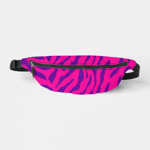 80er RETRO LILA ROSA TIGER STREIFEN FANNY PACK Bauchtasche