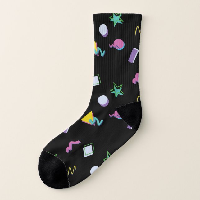 80er Retro Memphis Pop Pattern Socken (Links - Außen)