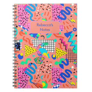80er Retro-Memphis-Revival-Design personalisiert Notizblock