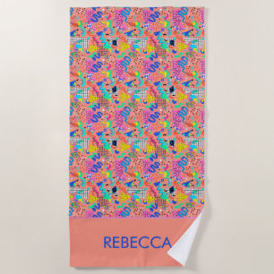 80er Retro-Memphis-Revival-Design Personalisiert Strandtuch