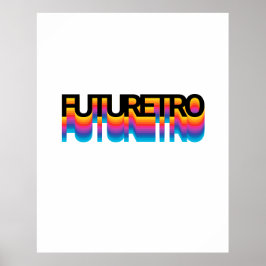 80er Retro Moderner Text mit Regenbogenschatteneff Poster