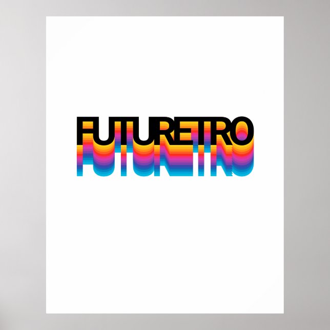 80er Retro Moderner Text mit Regenbogenschatteneff Poster (Vorne)