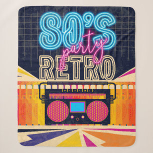 80er, Retro-Musikparty. Poster im alten Stil. Disc Sherpadecke