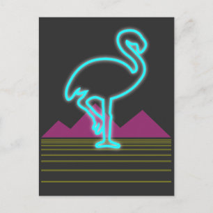 80er Retro-Neon-Rosa-Flamingo-Vogel Postkarte