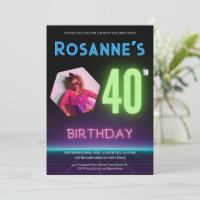 80er Retro Night Custom Foto Neon 40. Geburtstag