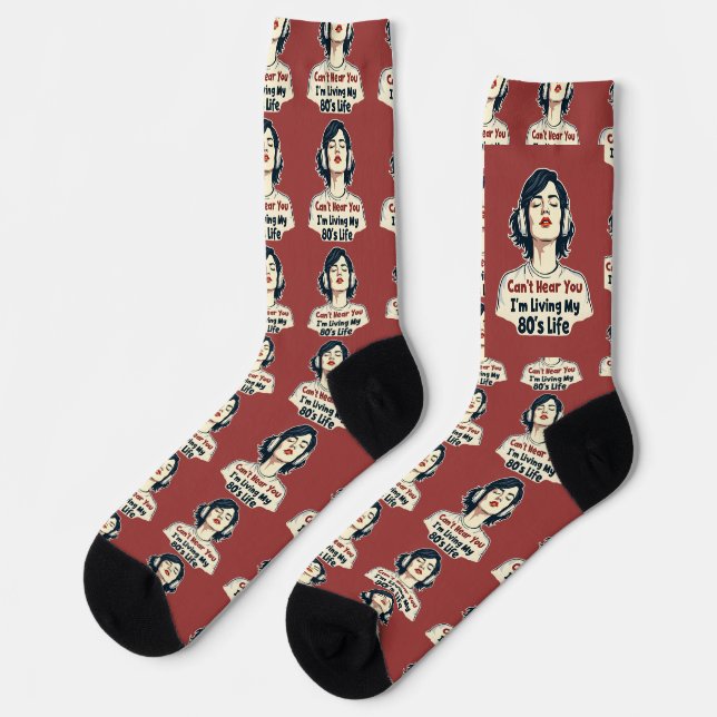 80er Retro Nostalgic Music Lover Throwback Design Socken (Linkes Detail)