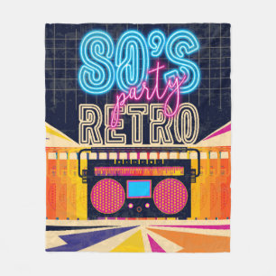 80er, Retro-Party. Altes Poster. Disco fl Fleecedecke