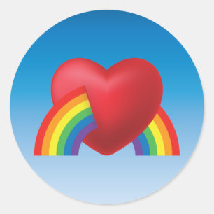 80er Retro-Puffy-Heart- und Regenbogen-Aufkleber Runder Aufkleber