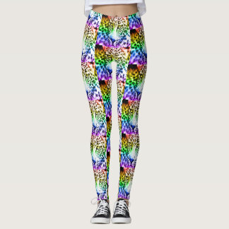 80er Retro Rainbow Leopard Leggings
