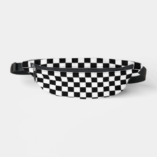 80er RETRO SCHWARZ-WEISS CHECKERBOARD FANNY PACK Bauchtasche