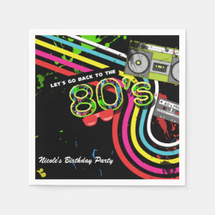 80er Retro-Spaß-Geburtstagsfeier Spritz-Platten Serviette