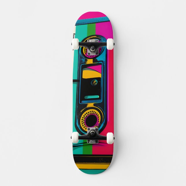 80er Retro-Stil Kassette Pop Art Skateboard (Vorderseite)