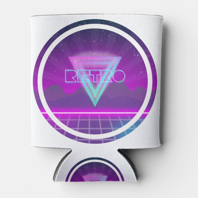 80er Retro Synthwave Grid Dosenkühler (Vorderseite)