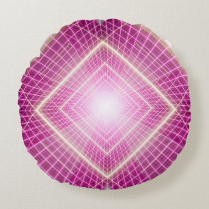 80er Retro und sci fi Pop Kunstszene. Rundes Kissen