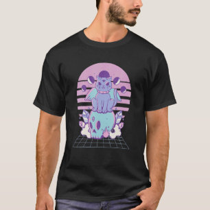 80er Retro Vaporwave Pastell Goth Katze Soft Grung T-Shirt