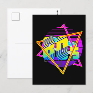 80er Retro Vintage Sonnenuntergang T-Shirt Postkarte