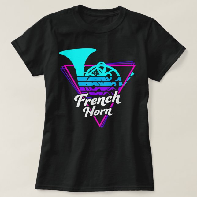 80er Retro Wave French Horn3 T-Shirt (Design vorne)