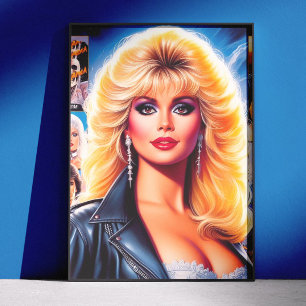 80er Retrowave Frau Poster