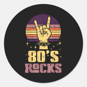 80er Rock Rocker Hand Vintage Punk Metal Musik Män Runder Aufkleber