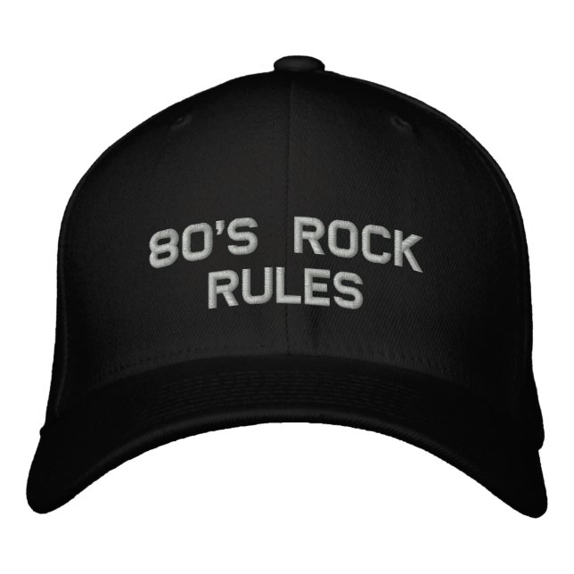 80er Rock Rules Hat-2 Bestickte Kappe (Vorderseite)