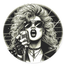 80er Rocker chick Sängerin Tinte Illustration
