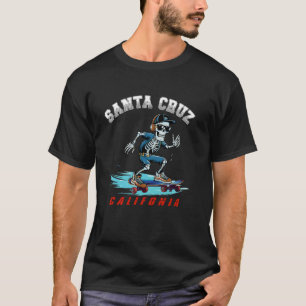 80er Santa Cruz California Retro-Skelett-Skateboar T-Shirt