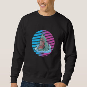 80er Shark Angry Beängstigend Sunset Retro Vintag Sweatshirt