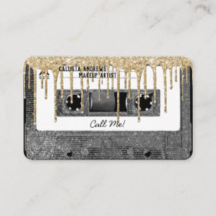 80er Silber Glitter Tropfen Kassette Mixtape Visitenkarte