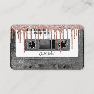 80er Silber-Glitter-Tropfen-Kassette-Tape-Mixtape Visitenkarte