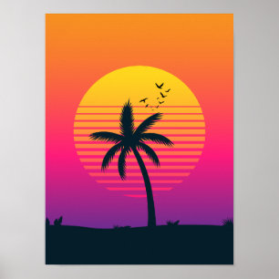 80er-Sonnenuntergang Poster