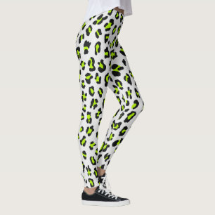 80er Style Neon Green Leopard Print Leggings