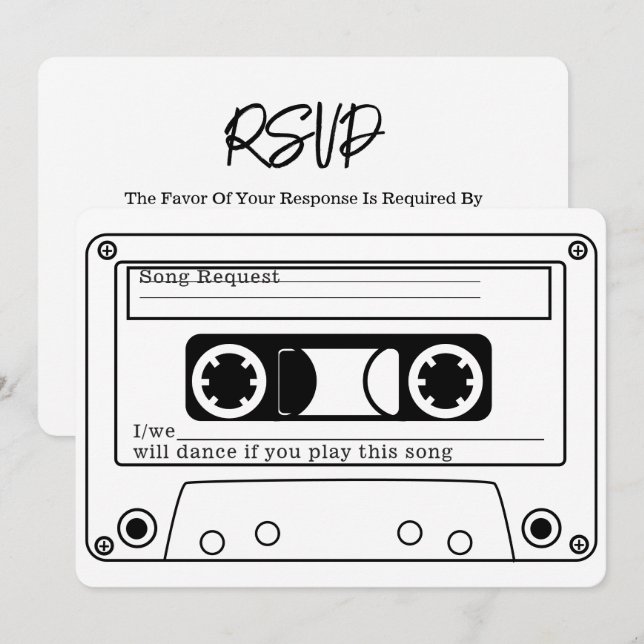 80er Style Retro Musik-Tape Hochzeit RSVP Einladung (Vorne/Hinten)