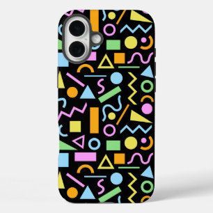 80er Style Shape Patternfarbe auf schwarz iPhone 16 Plus Hülle