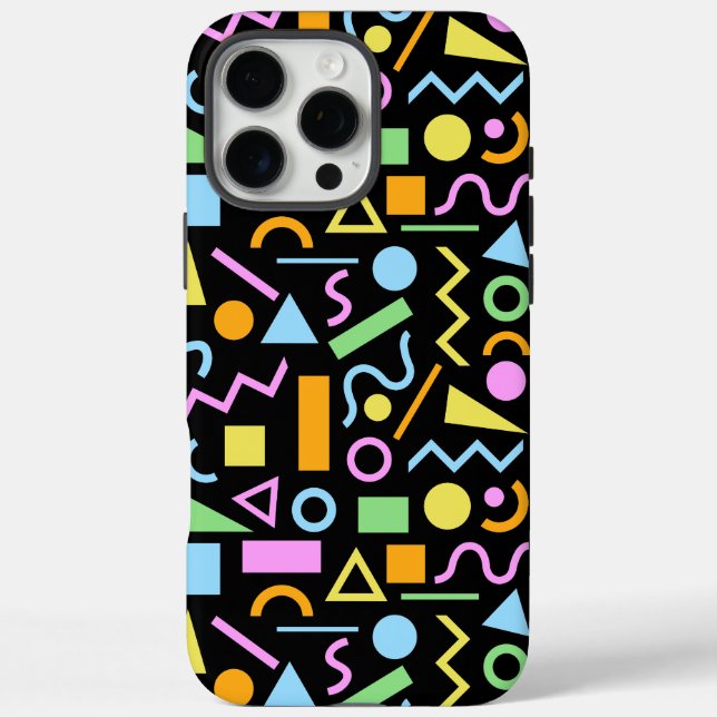 80er Style Shape Patternfarbe auf schwarz Case-Mate iPhone Hülle (Rückseite)