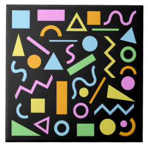 80er Style Shape Patternfarbe auf schwarz Fliese