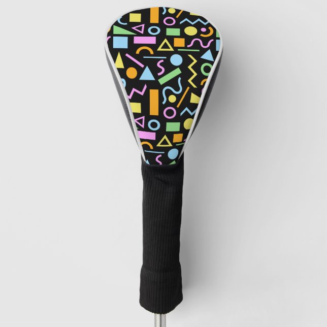 80er Style Shape Patternfarbe auf schwarz Golf Headcover (Vorderseite)